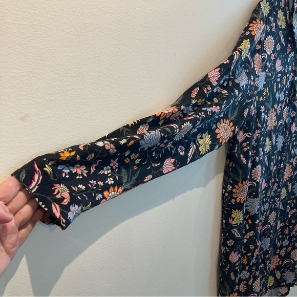 GARCIA Sz XL Long Line Half Button 100% Viscose Long Sleeve Floral Tunic Blouse - Picture 5 of 10